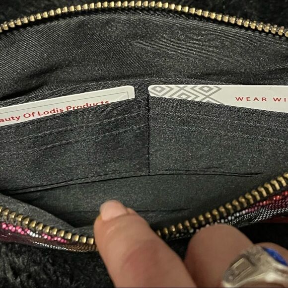 LODIS Floral Metallic Wristlet Pouch New without Tags - Picture 2 of 4